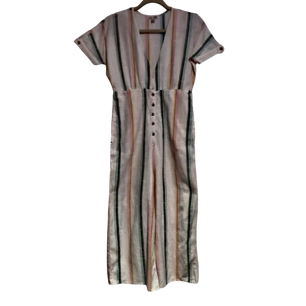 Billabong x The Salty Blonde Size S Dream Weaver Stripes Cotton Jumpsuit No Belt
